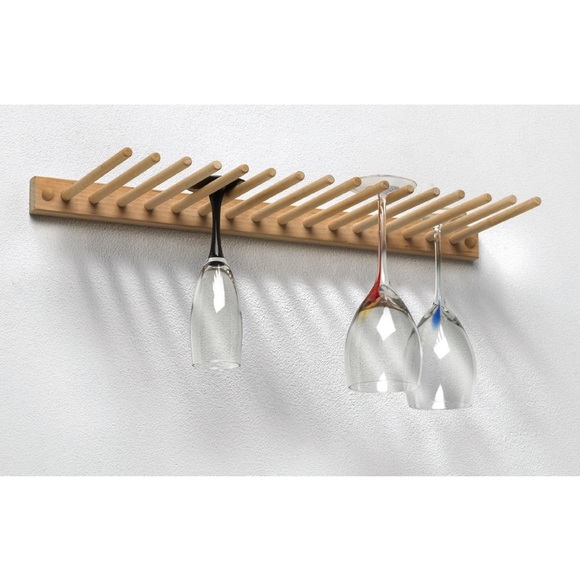 Wooden Peg Holder Stemware Bar Glasses Rack Natural Wood Kitchen Storage - Picture 1 of 4